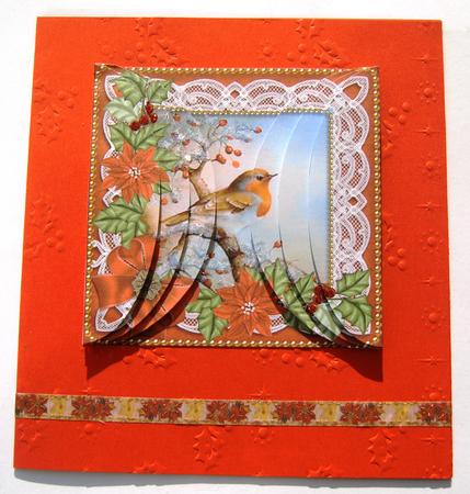 Red Robin Poinsettia 5in Side by Side Round Stacker by Margaret Scott
