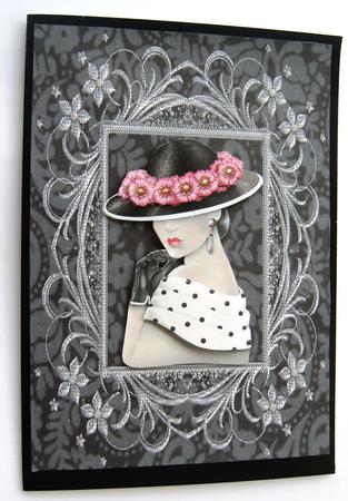 Black and Silver Vintage Card Front by Margaret Scott