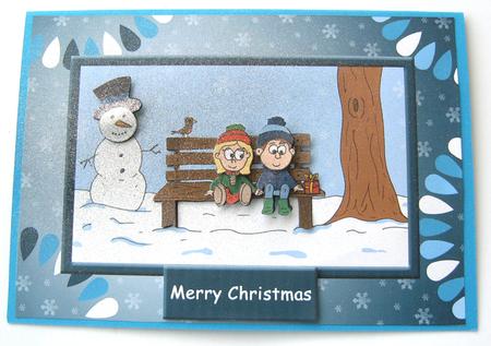 Kids Christmas (blue) - A5 by Margaret Scott