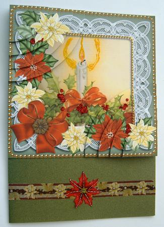 Red Poinsettia Candle 6in Duo Corner Stacker by Margaret Scott