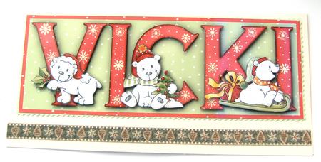 Polar Bear Friends Vicki Large Dl Name Card with Decoupage by Margaret Scott