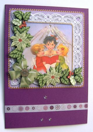 Carol Singers Green Poinsettia Step by Step Decoupage Sheet by Margaret Scott