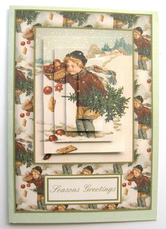 Cute Boy Traditional Christmas Card Front Kit by Margaret Scott