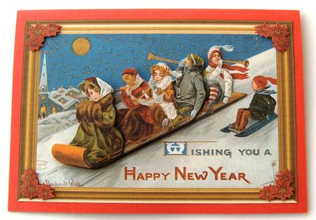 Vintage Sledging at Christmas Decoupage Topper by Margaret Scott