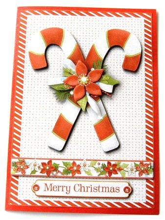 Candy Canes Merry Christmas Quick Card Front by Margaret Scott