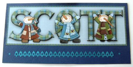Snowman Fun Scott Large Dl Name Card by Margaret Scott