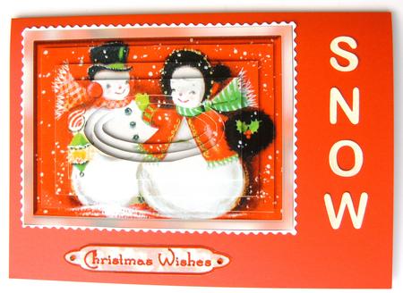 Mr & Mrs Snowman Double Pyramid Card Front by Margaret Scott
