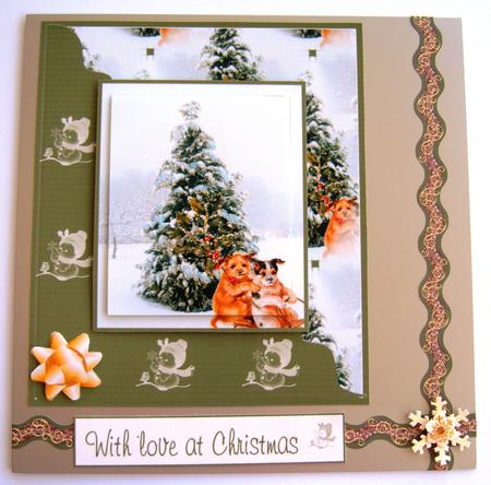 Doggy Sleigh Ride Card Front by Margaret Scott