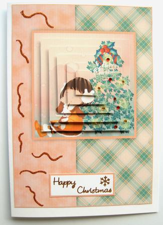 Daisy May Getting Ready for Christmas A5 Card Front by Margaret Scott
