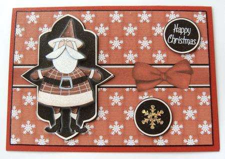 Sweet Santa Decoupage Card - Red by Margaret Scott