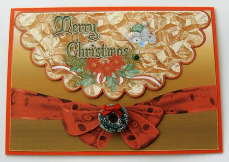 Merry Christmas Cute Little Bird on Scalloped Envelope by Margaret Scott