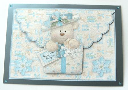 Bear in a Box Scalloped Edge Envelope Card by Margaret Scott