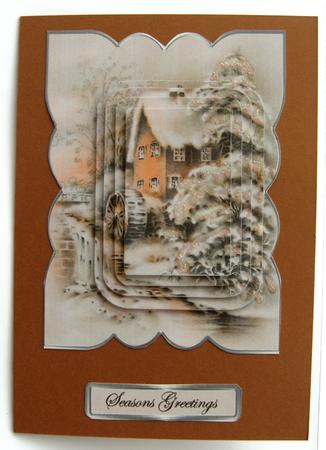 Water Mill Shaped Card Front by Margaret Scott