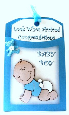 Baby Boy Pocket Tag Card by Margaret Scott
