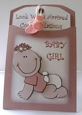 Baby Girl Pocket Tag Card by Margaret Scott
