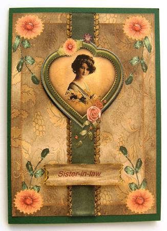 Vintage Lady in Green and Peache by Margaret Scott