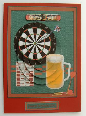 Darts and a Pint, Birthday, Fathers Day Oval Pyramid by Margaret Scott
