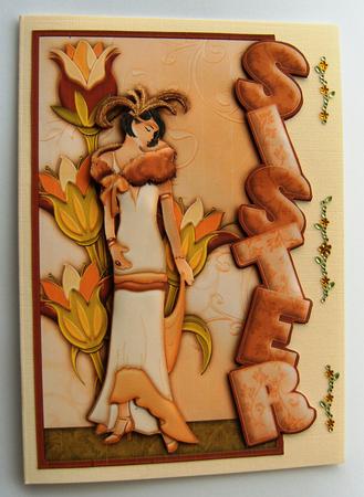 Art Deco Lady & Flowers Over the Side Sister by Margaret Scott