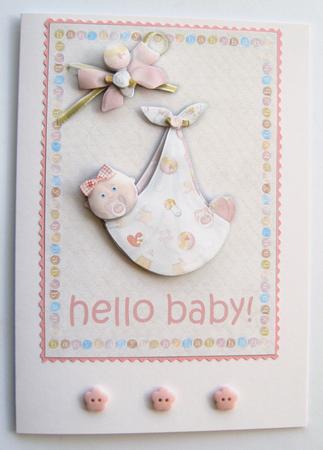 Hello Baby! - New Baby Girl Card/topper with Decoupage by Margaret Scott