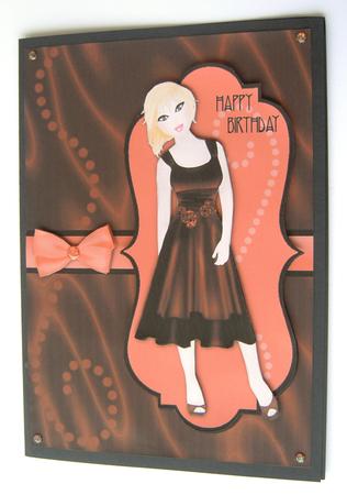 Sumptuous Satin Dress Decoupage Card - Maroon by Margaret Scott