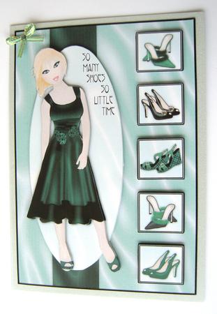 So Many Shoes So Little Time Decoupage Card - Mint by Margaret Scott