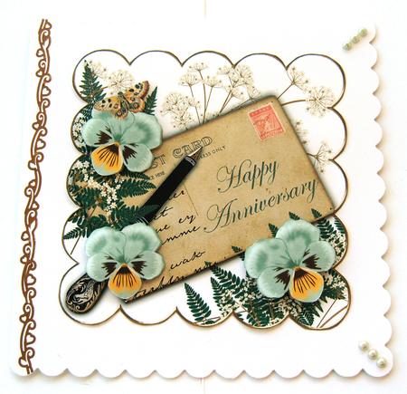 Mint Pansy Ink Saver Anniversary 6in Decoupage Topper by Margaret Scott