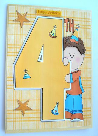 Big Orange Number 4 with Party Boy by Margaret Scott