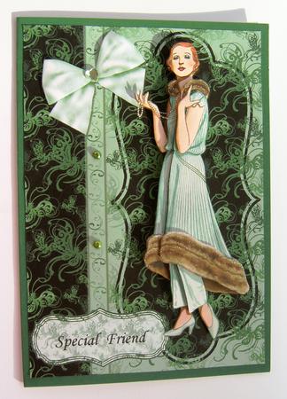 Art Deco Lady in Pearls Decoupage by Margaret Scott