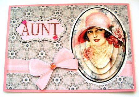 Vintage Beauty Aunt Card Front by Margaret Scott