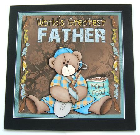 Teddy and Tie Card Topper Father's Day/birthday by Margaret Scott