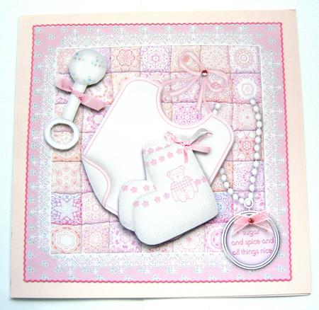 Baby Girl Patchwork 7 x 7 Card by Margaret Scott