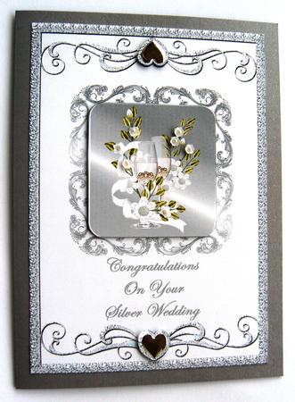 Wine Glasses & Flowers - Silver Wedding by Margaret Scott