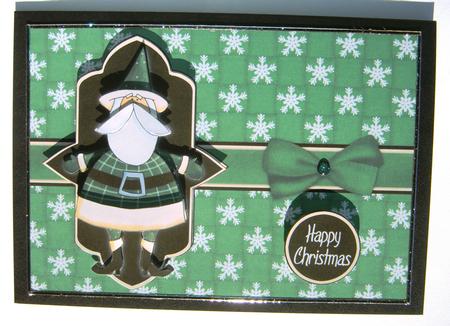 Sweet Santa Decoupage Card - Green by Margaret Scott
