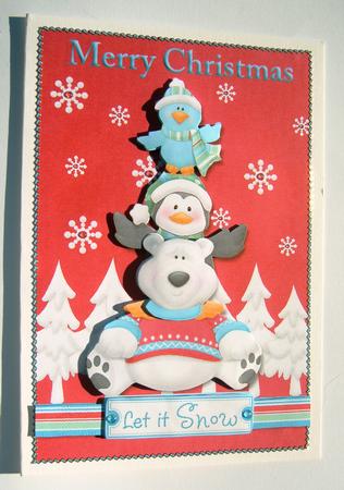 Let It Snow Polar Bear & Friends Card Front + Decoupage by Margaret Scott