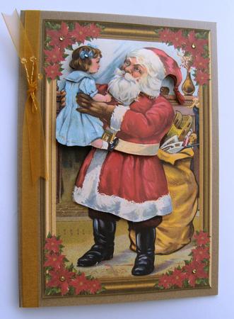 Father Christmas Decoupage Card Front by Margaret Scott
