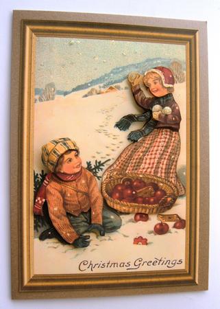 Christmas Fun in the Snow Decoupage Topper by Margaret Scott