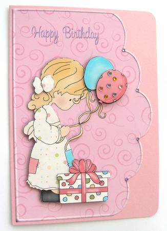 Birthday Girl Scallope Edge Curve Card by Margaret Scott