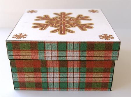 Red and Gold Snowflake Gift Box 2 by Margaret Scott