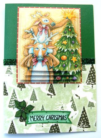 Santas Reindeers Helping Out,pyramid by Margaret Scott
