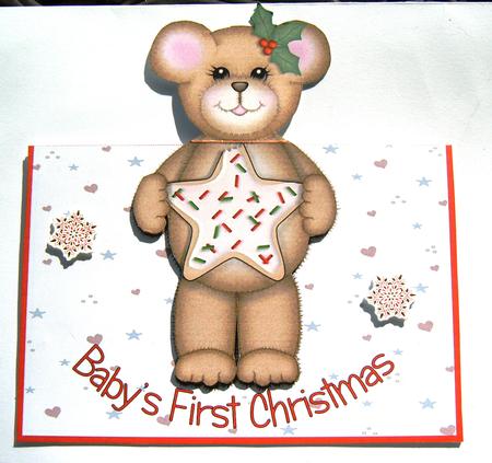Pop Up Teddy Christmas Card by Margaret Scott