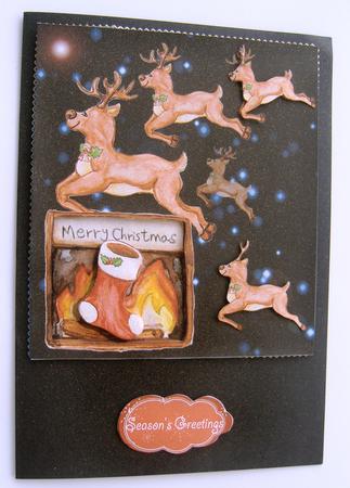 Merry Christmas-reindeers by Margaret Scott