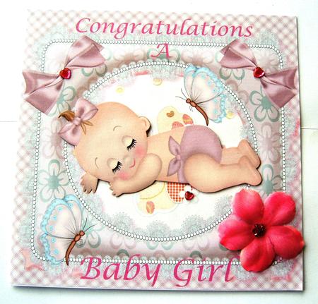 Sweet Baby Girl in Lace Frame with Pretty Bows by Margaret Scott
