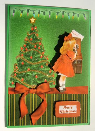 Checking with Santa Decoupage Card by Margaret Scott