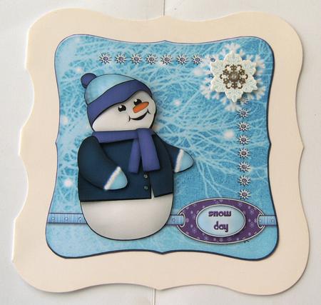 Snow Day Christmas Decoupage Card Front by Margaret Scott