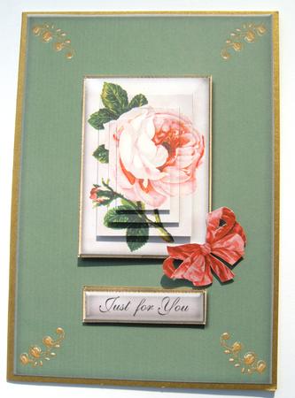 Pink Rose with Optional Bow by Margaret Scott