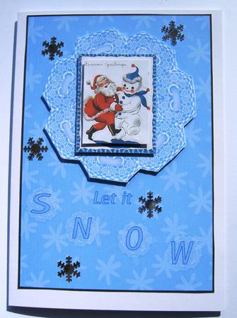Vintage Santa and Snowman by Margaret Scott
