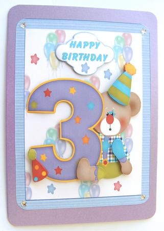 Happy 3rd Birthday Decoupage Topper by Margaret Scott