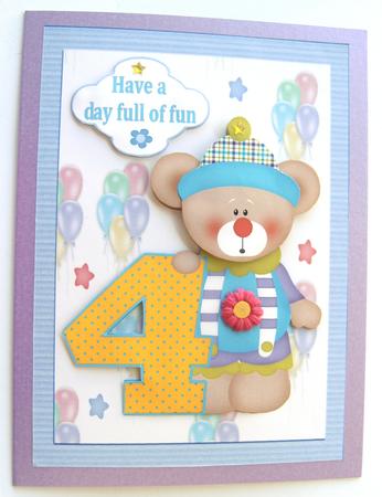 Happy 4th Birthday Decoupage Topper by Margaret Scott