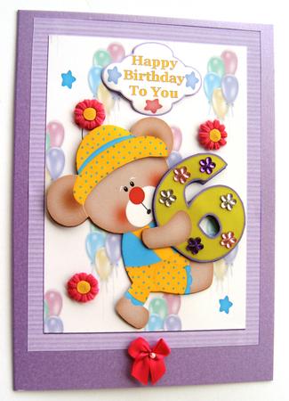 Happy 6th Birthday Decoupage Topper by Margaret Scott