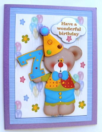 Happy 7th Birthday Decoupage Topper by Margaret Scott